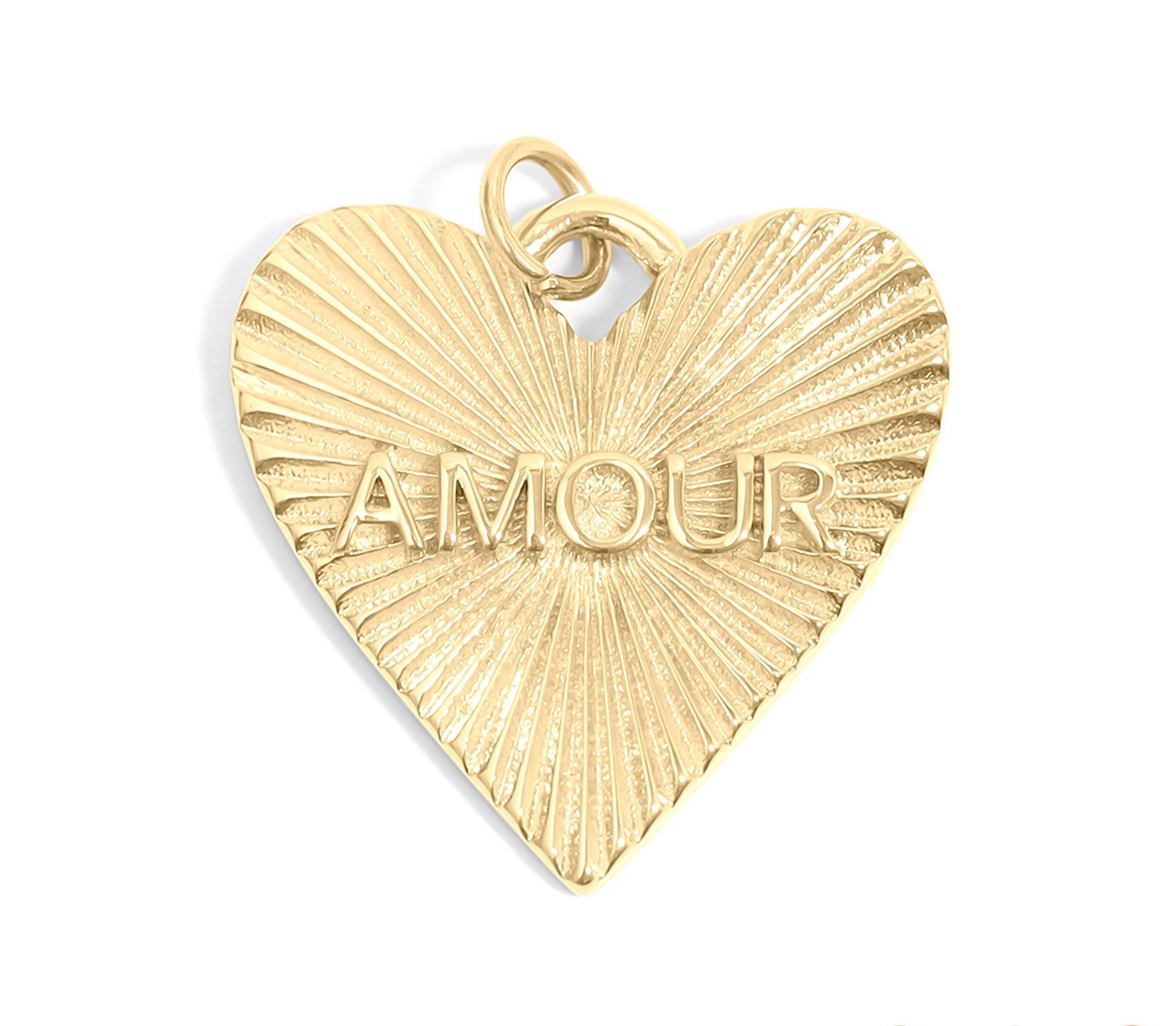Heart Charm 18K Gold Sunburst Pendant – Love Engraved Stainless Steel Jewelry - charm | Sunflower Soul Boutique