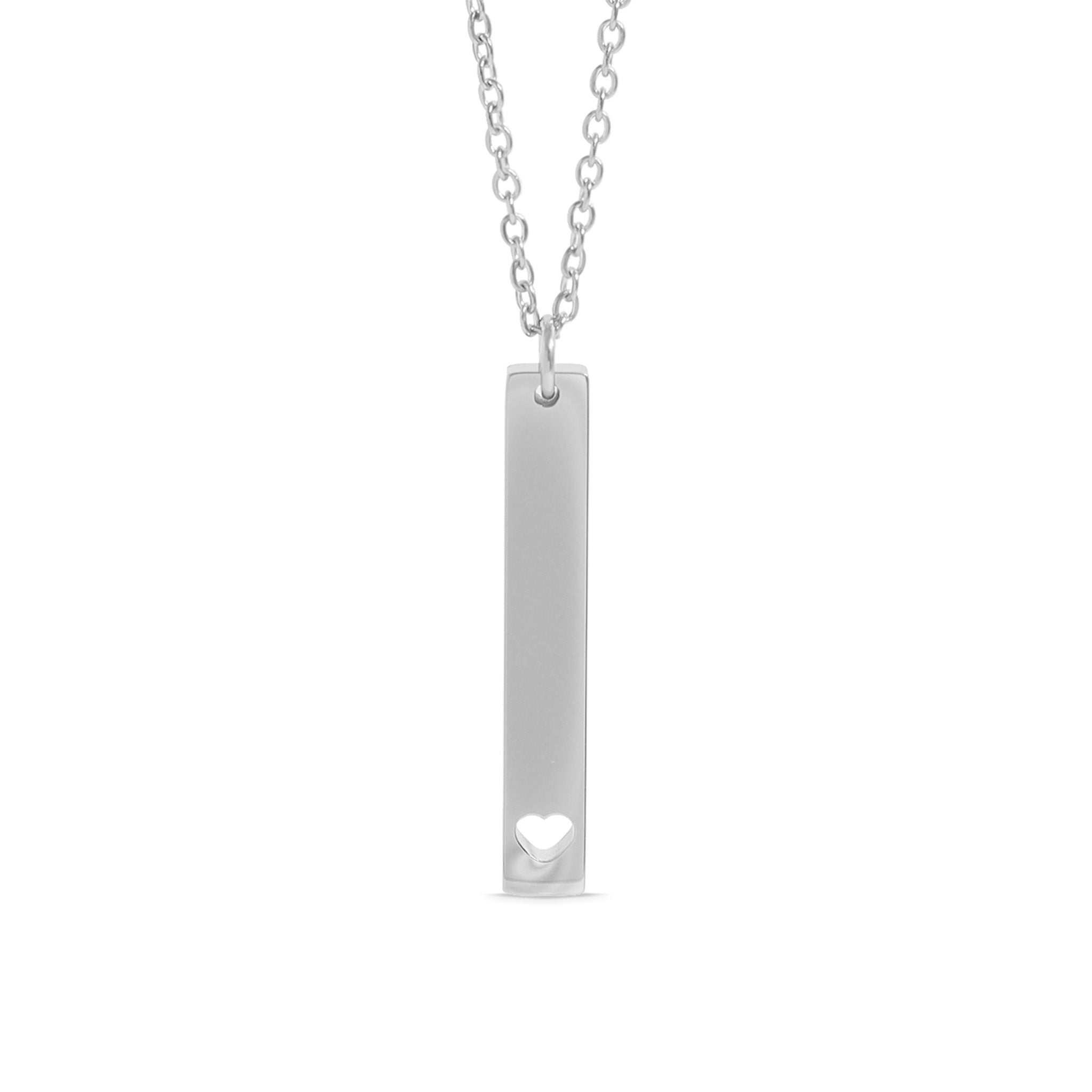 Heart Cutout Necklace – Stainless Steel Vertical Bar Pendant | 18K Gold PVD - Necklaces | Sunflower Soul Boutique