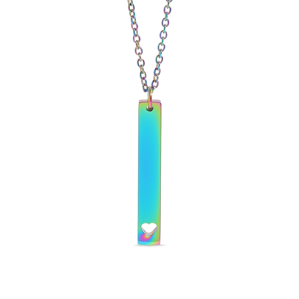 Heart Cutout Necklace – Stainless Steel Vertical Bar Pendant | 18K Gold PVD - Necklaces | Sunflower Soul Boutique