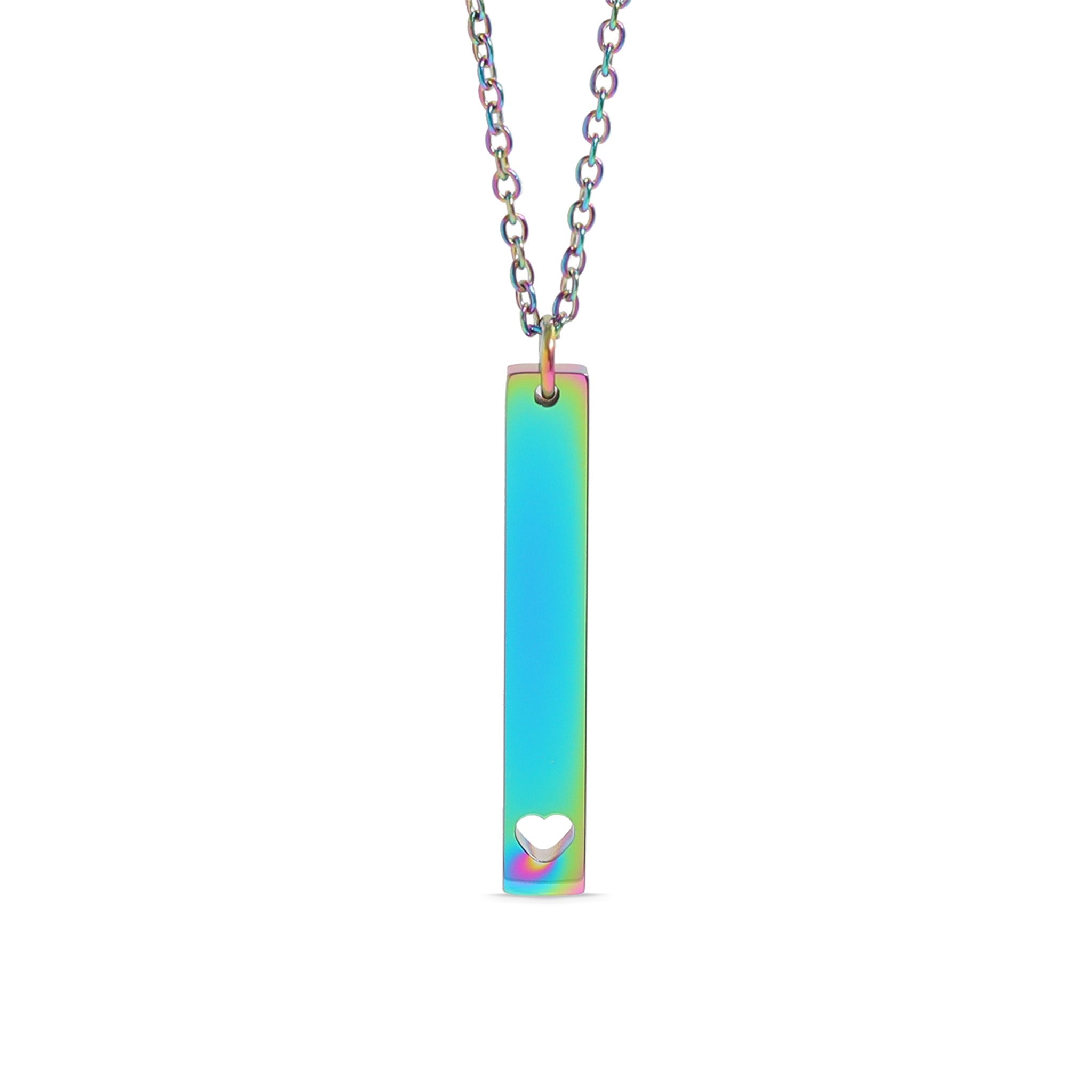 Heart Cutout Necklace – Stainless Steel Vertical Bar Pendant | 18K Gold PVD - Necklaces | Sunflower Soul Boutique