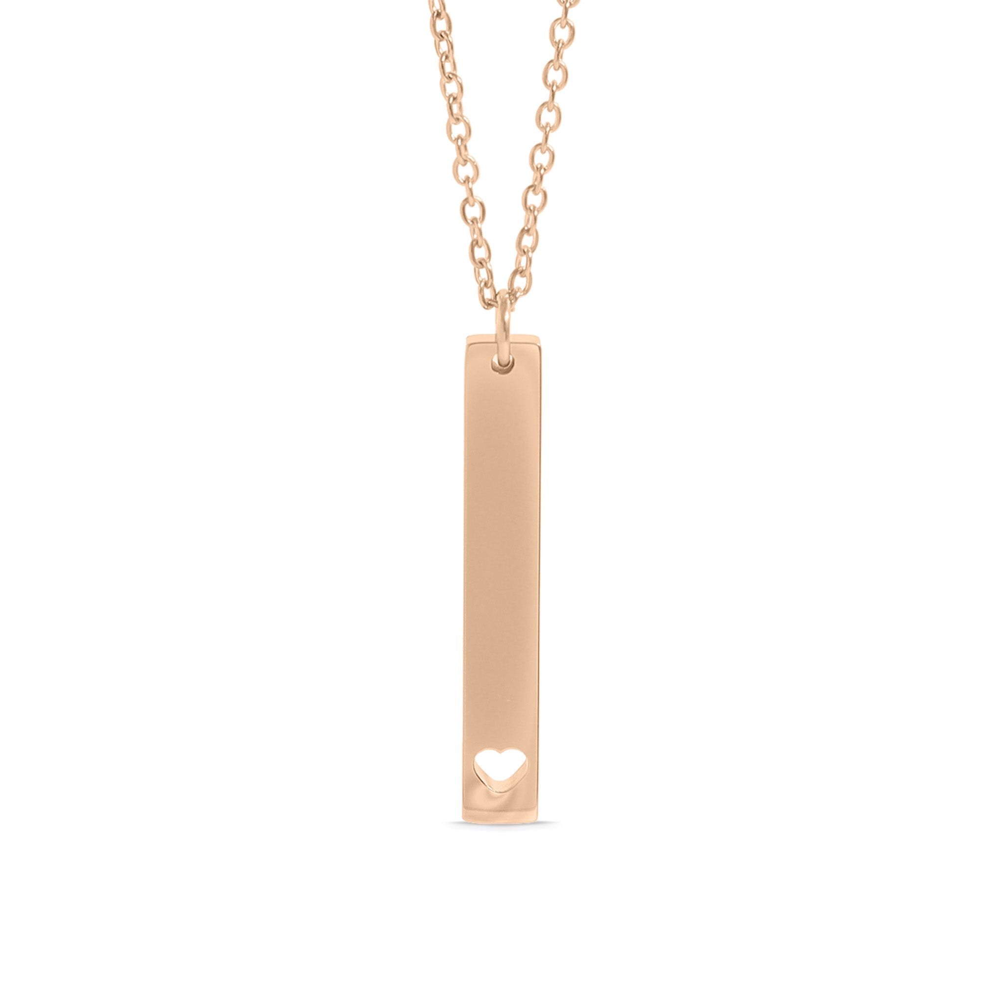 Heart Cutout Necklace – Stainless Steel Vertical Bar Pendant | 18K Gold PVD - Necklaces | Sunflower Soul Boutique