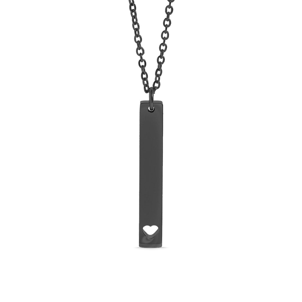 Heart Cutout Necklace – Stainless Steel Vertical Bar Pendant | 18K Gold PVD - Necklaces | Sunflower Soul Boutique