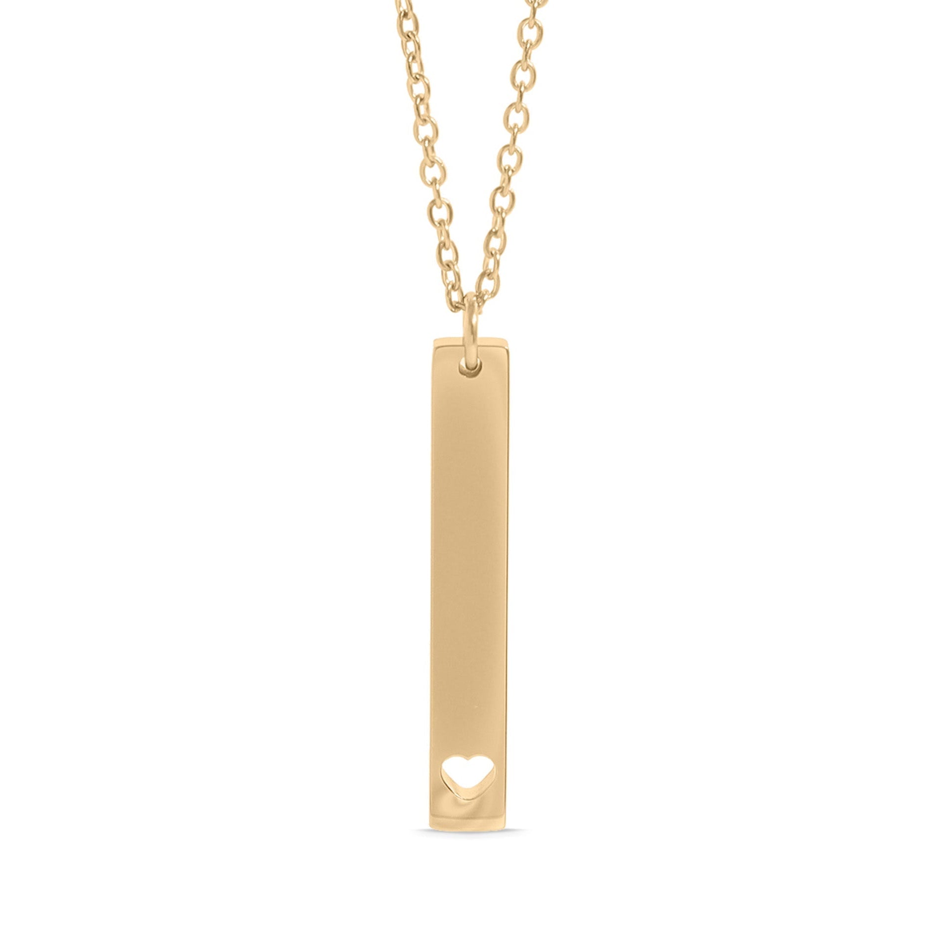 Heart Cutout Necklace – Stainless Steel Vertical Bar Pendant | 18K Gold PVD - Necklaces | Sunflower Soul Boutique