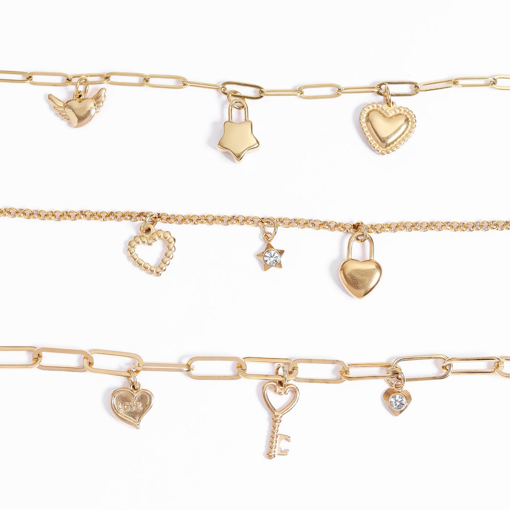 Heart Key Charm – 18K Gold PVD Coated Stainless Steel Pendant Jewelry Gift - charm | Sunflower Soul Boutique