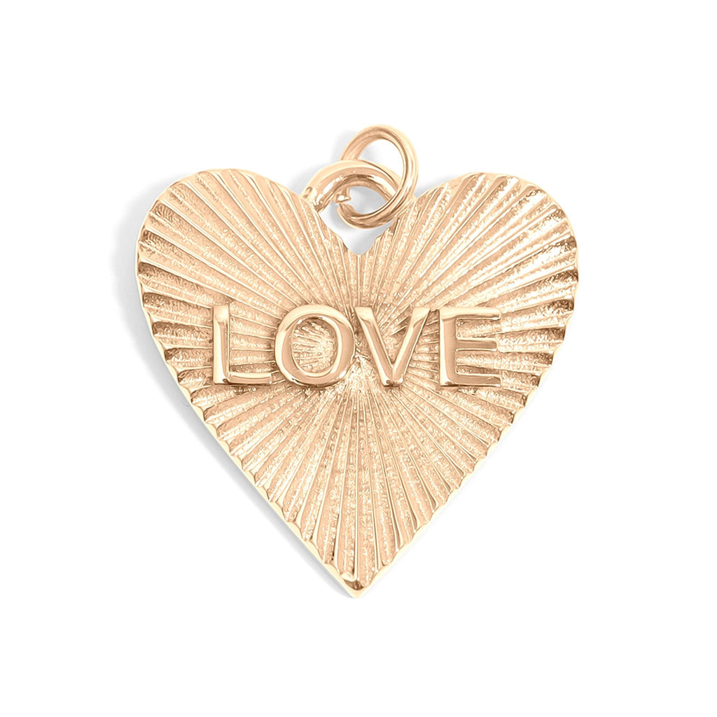 Heart Love Charm – Gold Stainless Steel Sunburst Pendant | Durable Stylish Accessory - charm | Sunflower Soul Boutique