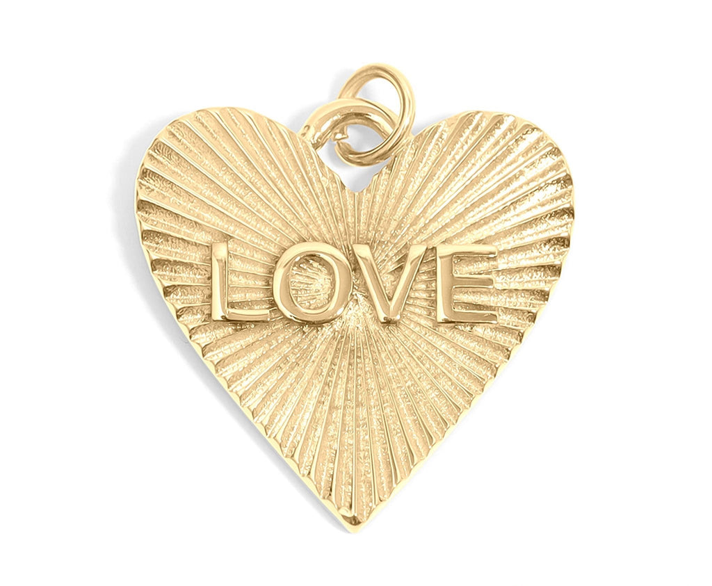 Heart Love Charm – Gold Stainless Steel Sunburst Pendant | Durable Stylish Accessory - charm | Sunflower Soul Boutique