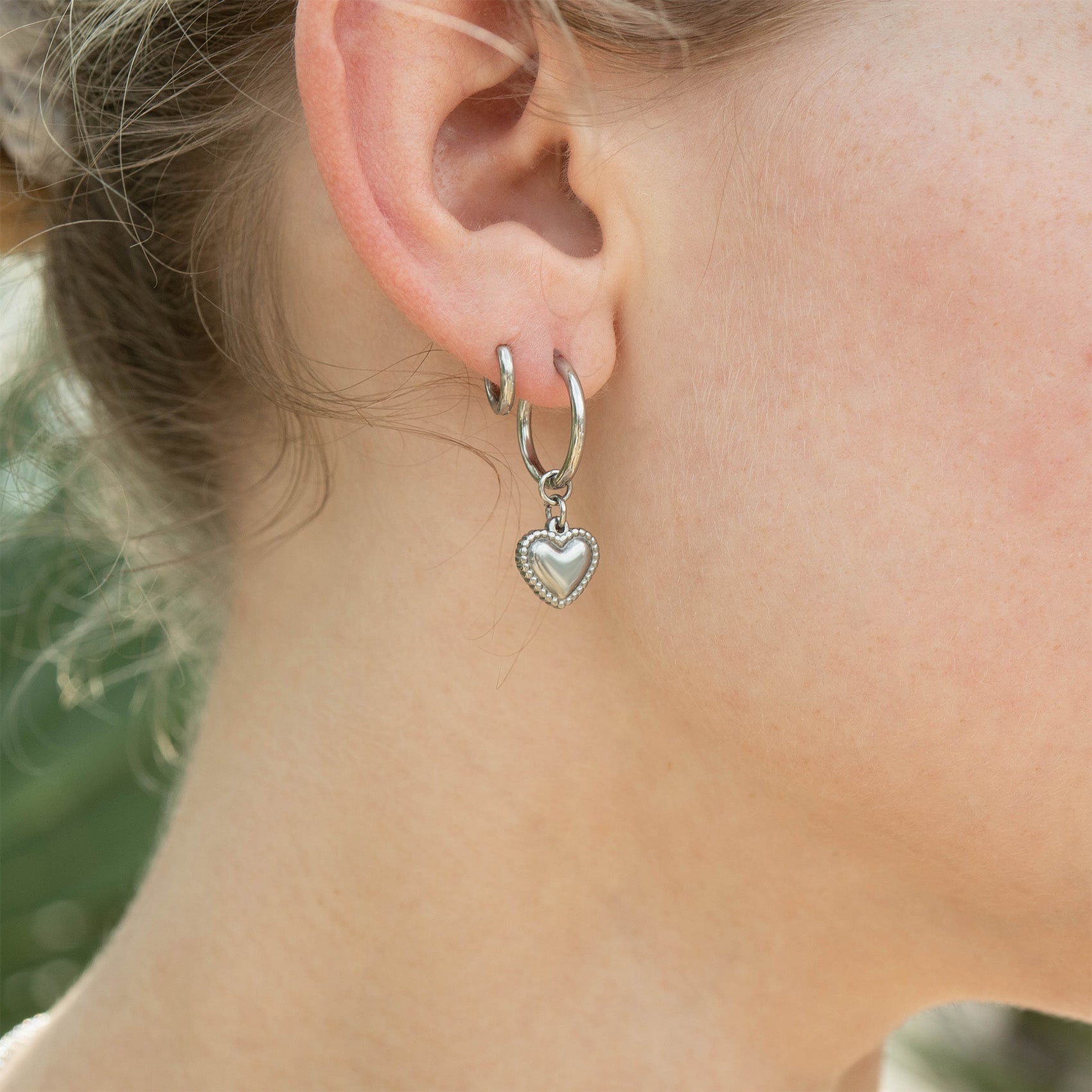Heart Pendant Hoop Earrings – 18K Gold Stainless Steel Hypoallergenic Huggies - Earrings | Sunflower Soul Boutique