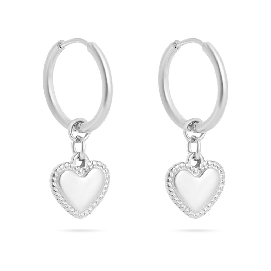 Heart Pendant Hoop Earrings – 18K Gold Stainless Steel Hypoallergenic Huggies - Earrings | Sunflower Soul Boutique