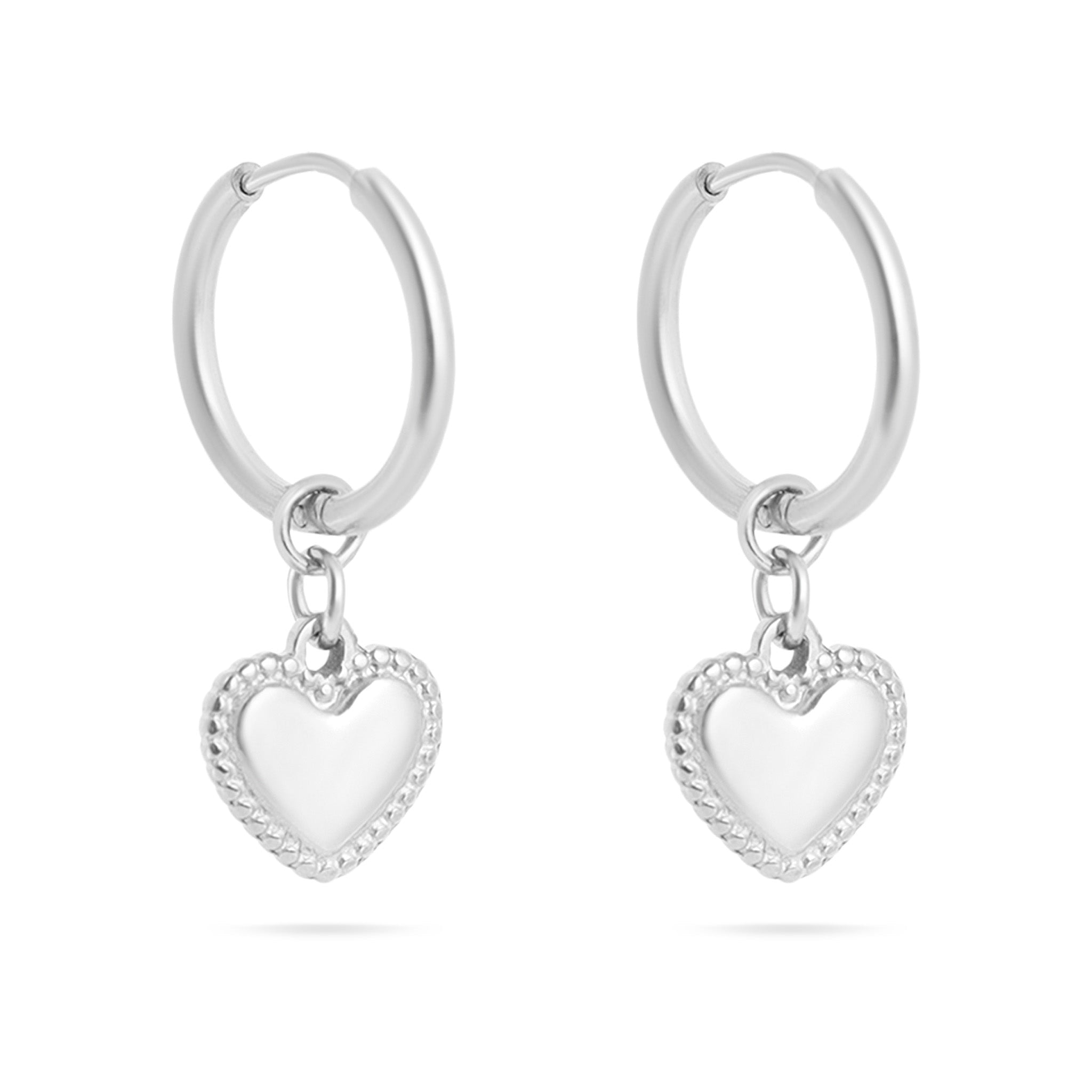 Heart Pendant Hoop Earrings – 18K Gold Stainless Steel Hypoallergenic Huggies - Earrings | Sunflower Soul Boutique