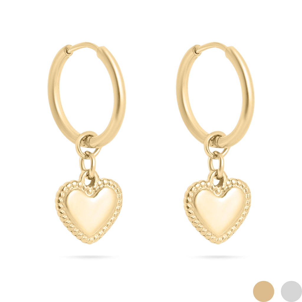 Heart Pendant Hoop Earrings – 18K Gold Stainless Steel Hypoallergenic Huggies - Earrings | Sunflower Soul Boutique