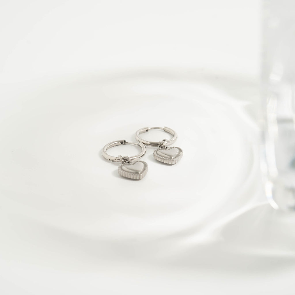 Heart Pendant Hoop Earrings – 18K Gold Stainless Steel Hypoallergenic Huggies - Earrings | Sunflower Soul Boutique