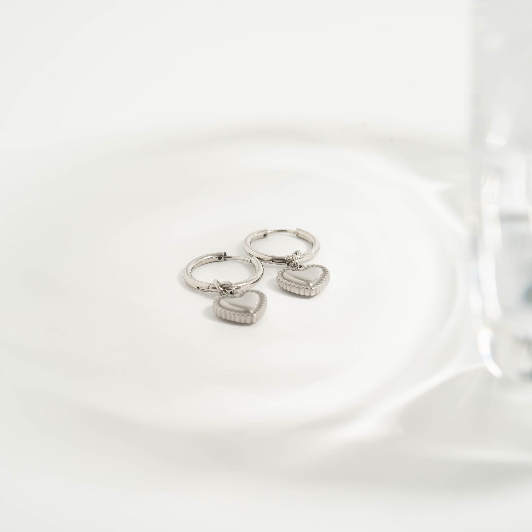 Heart Pendant Hoop Earrings – 18K Gold Stainless Steel Hypoallergenic Huggies - Earrings | Sunflower Soul Boutique