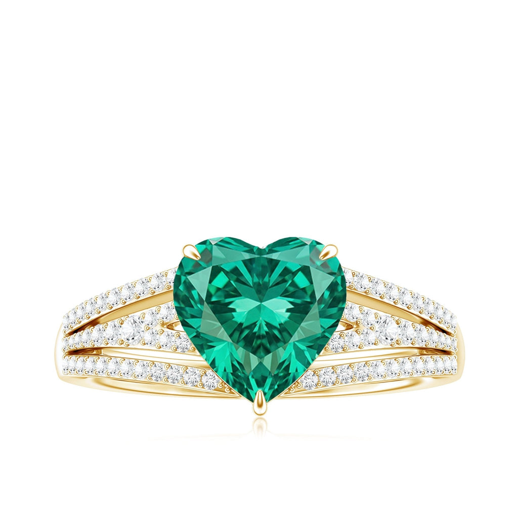Heart Shape Emerald Ring – 2 Carat Lab Grown Emerald With Diamond Accents