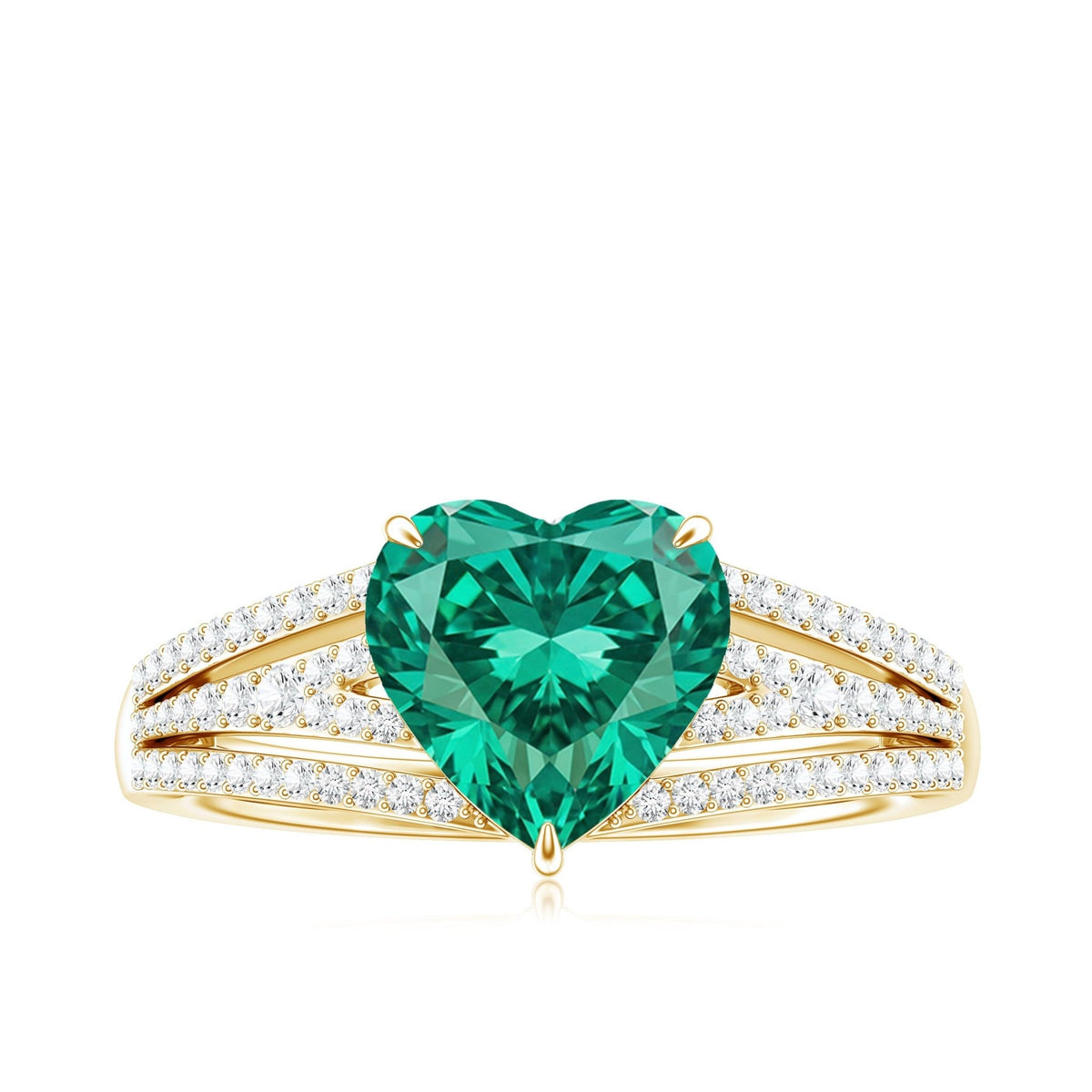 Heart Shape Emerald Ring – 2 Carat Lab Grown Emerald With Diamond Accents