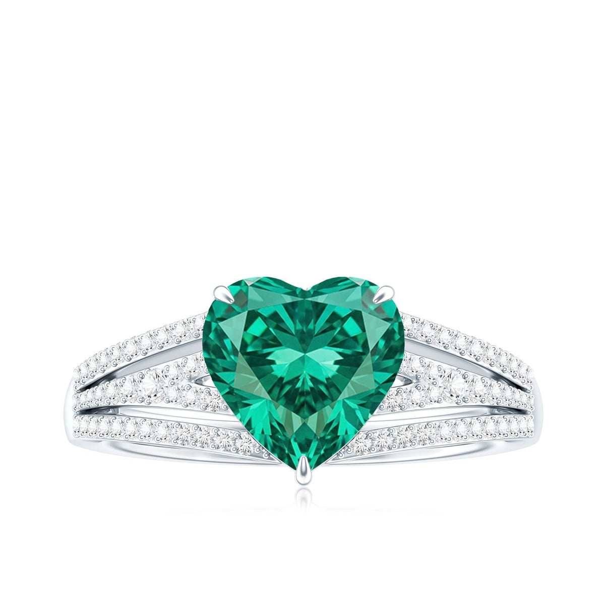 Heart Shape Emerald Ring – 2 Carat Lab Grown Emerald With Diamond Accents