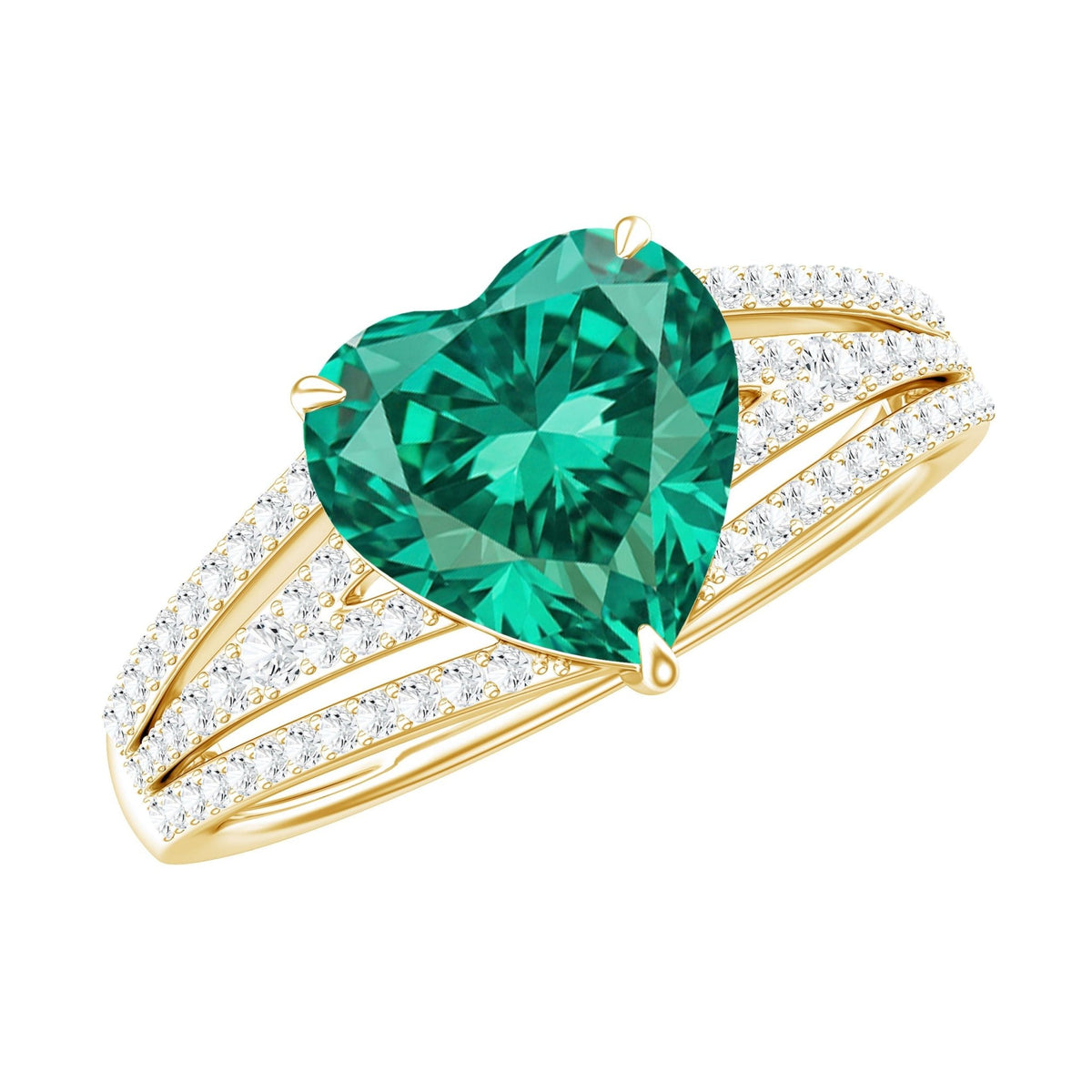 Heart Shape Emerald Ring – 2 Carat Lab Grown Emerald With Diamond Accents