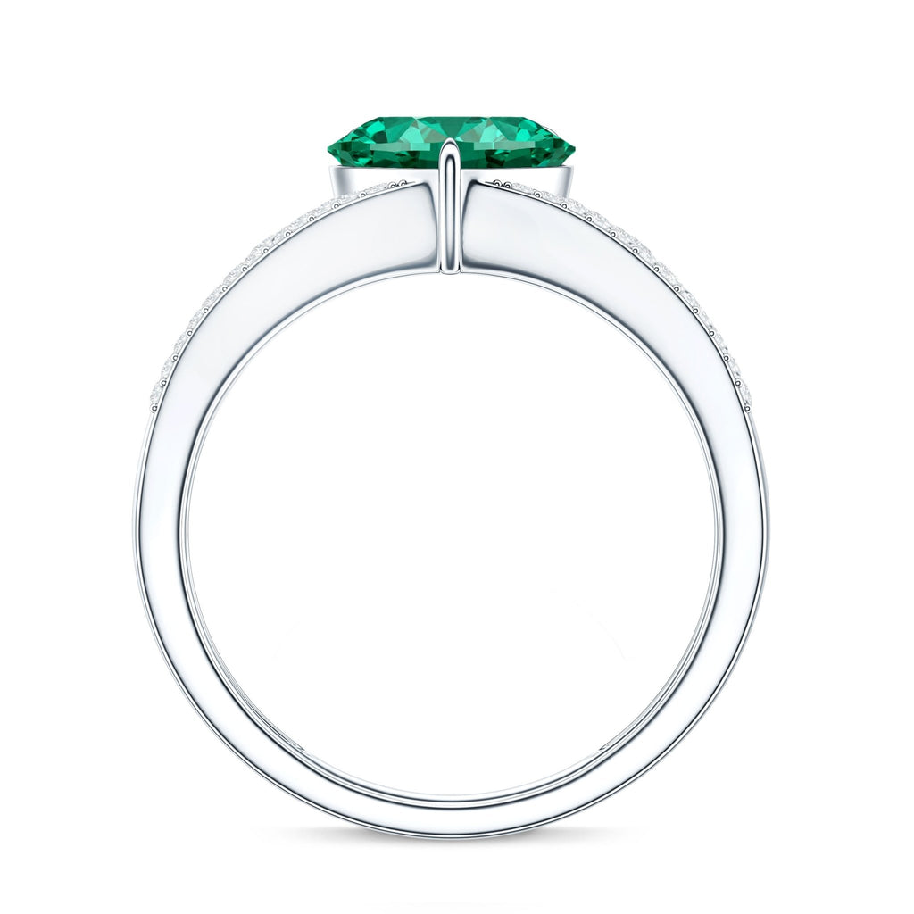 Heart Shape Emerald Ring – 2 Carat Lab Grown Emerald With Diamond Accents