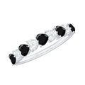 Heart Shaped Black Onyx and Diamond Half Eternity Ring