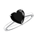 Heart Shaped Created Black Diamond Solitaire Promise Ring