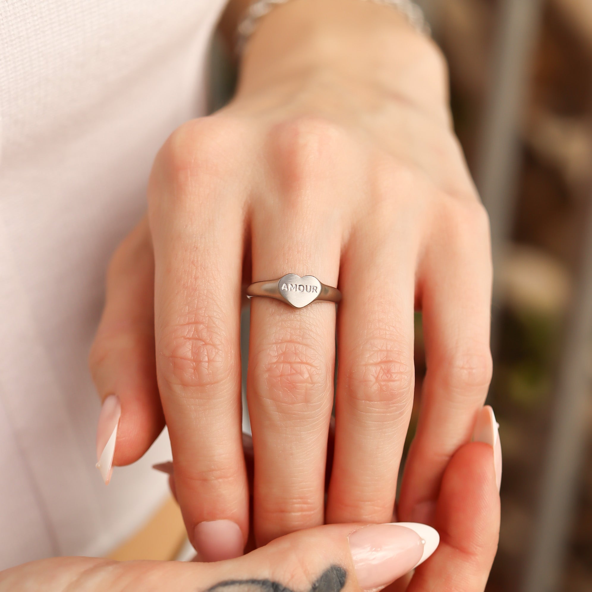 Heart Signet Ring – 18K Gold PVD Stainless Steel Polished Metal Band - Rings | Sunflower Soul Boutique