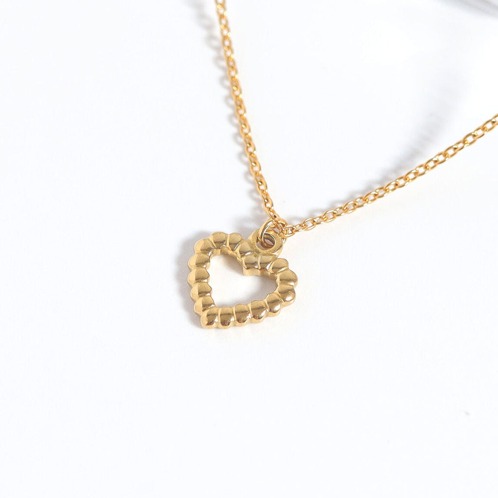 18K Gold Heart Charm – Textured Stainless Steel Pendant for Bracelets & Necklaces