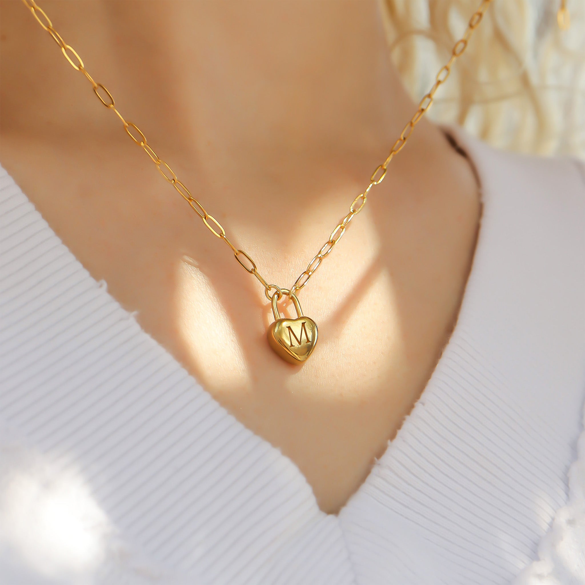 18K Gold PVD Paperclip Connector Chain Necklace