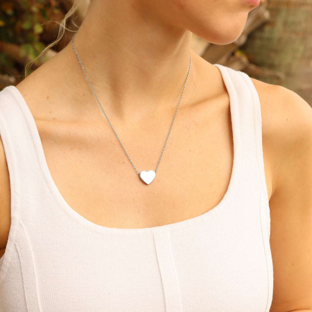 18K Gold Heart Necklace – Durable Stainless Steel Blank Pendant for Engraving