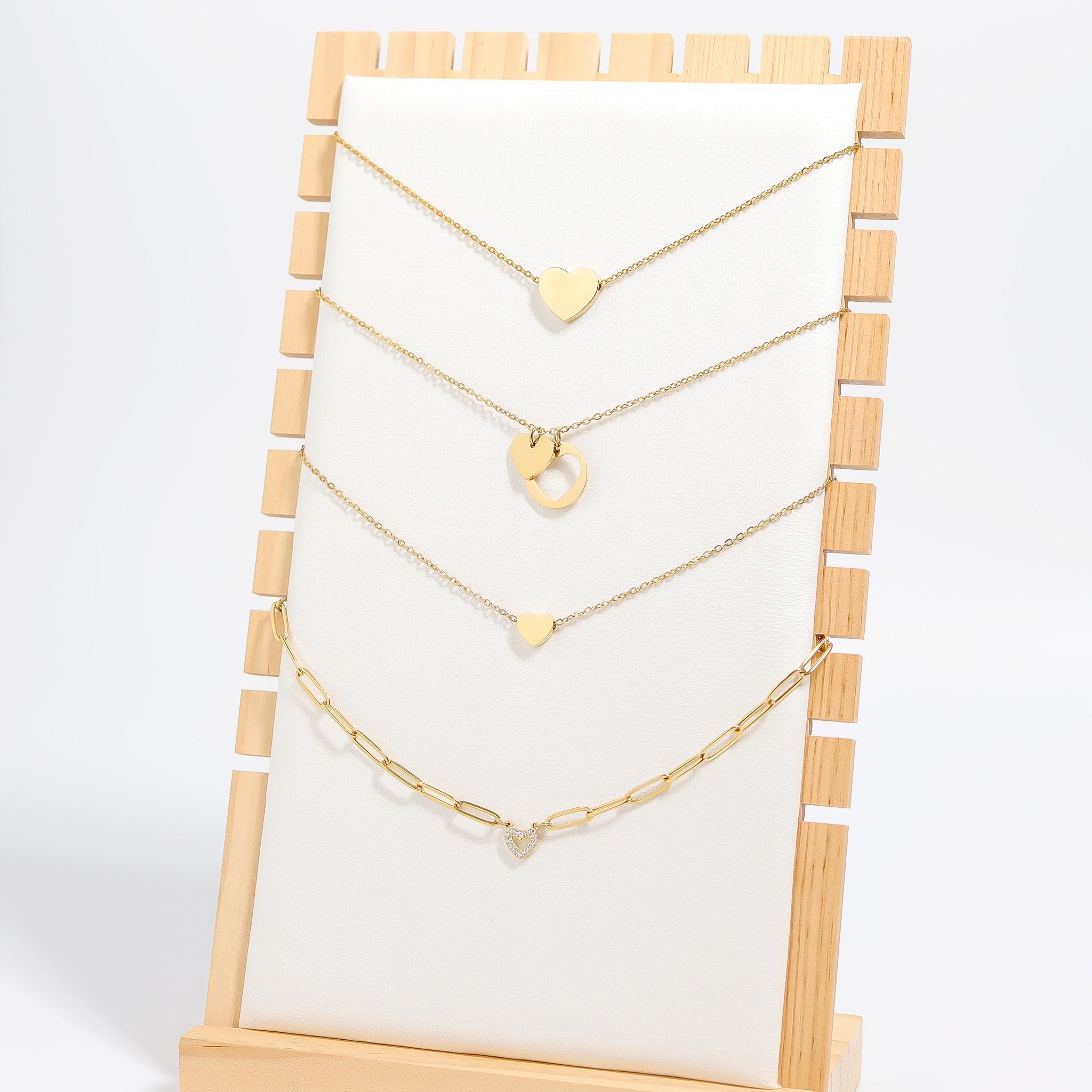 18K Gold Heart Necklace – Stainless Steel Jewelry with Heart Cutout Pendant & 2" Extension