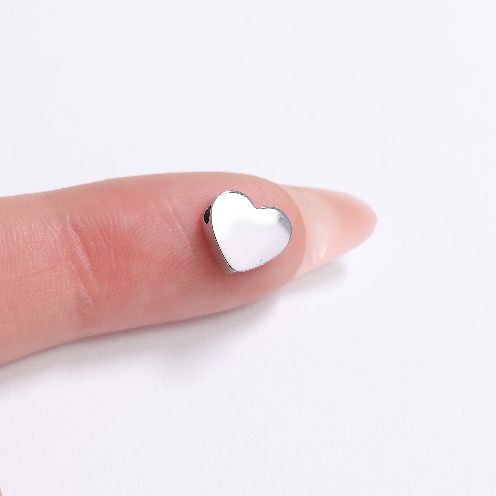 Heart Bead Pendant - 18K PVD Coated Stainless Steel Mini Charm for Custom Engraving