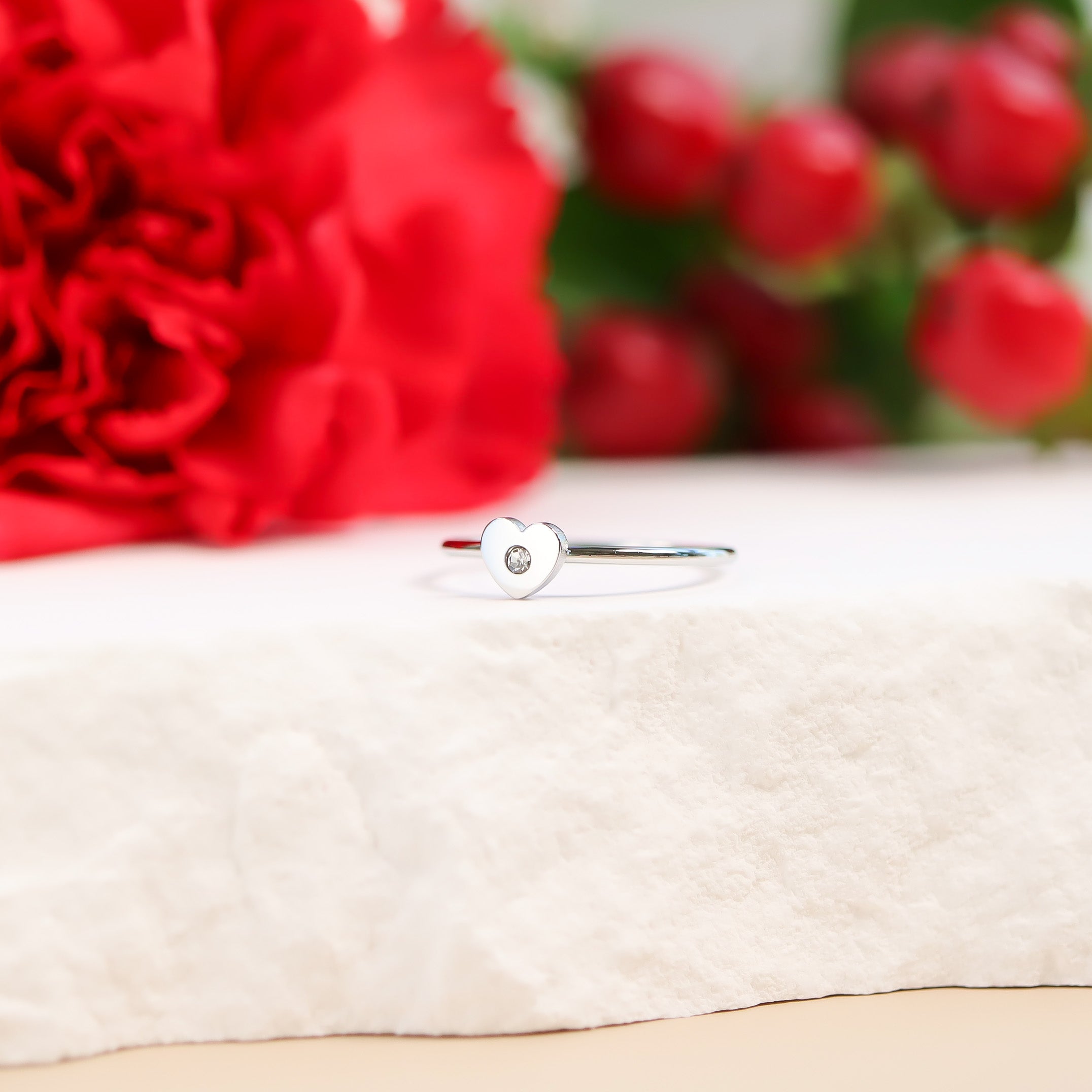 18K Gold Heart Ring – Durable Stainless Steel Waterproof CZ Jewelry