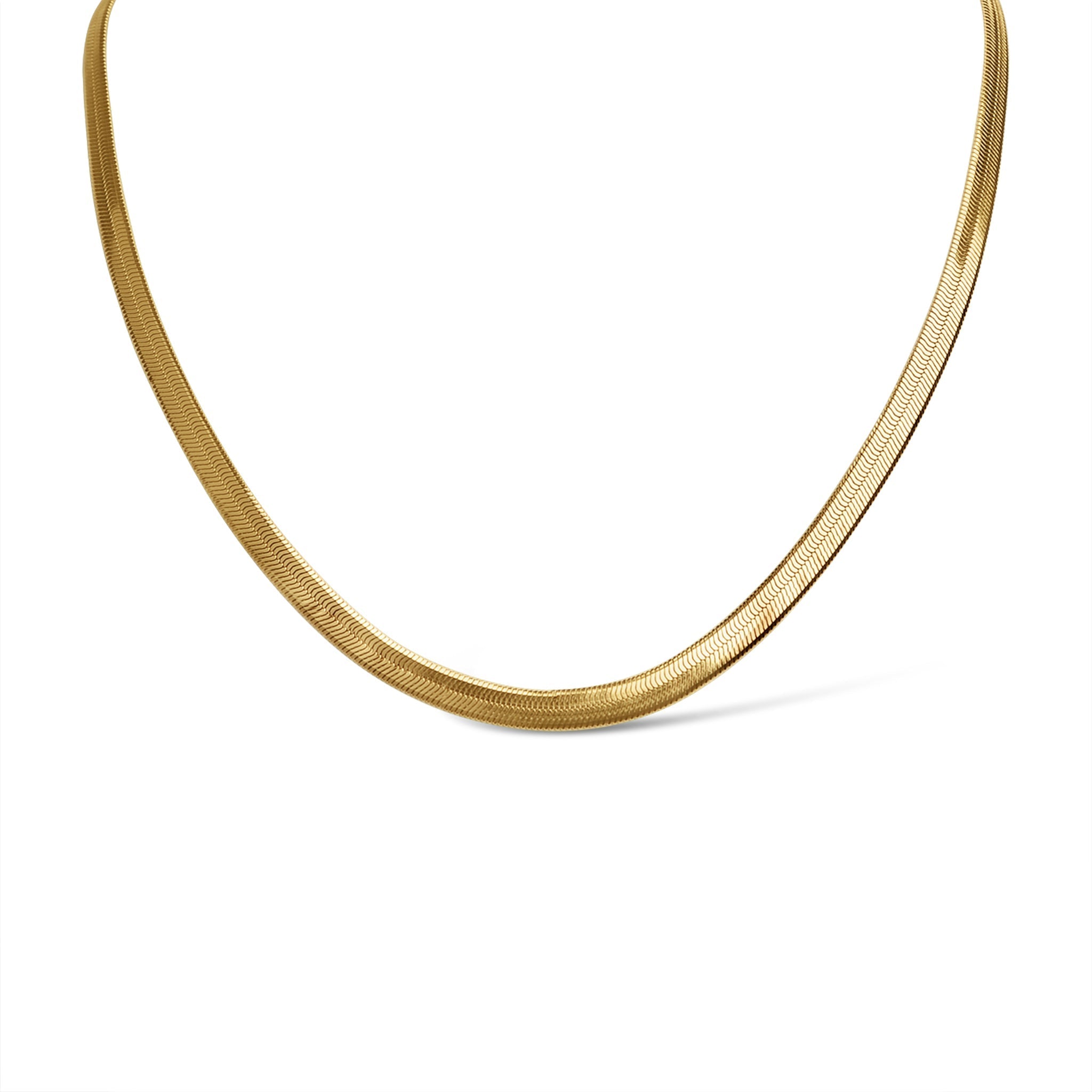 Herringbone Chain Necklace – 18K Gold Flat Waterproof Stainless Steel Jewelry - Chain | Sunflower Soul Boutique