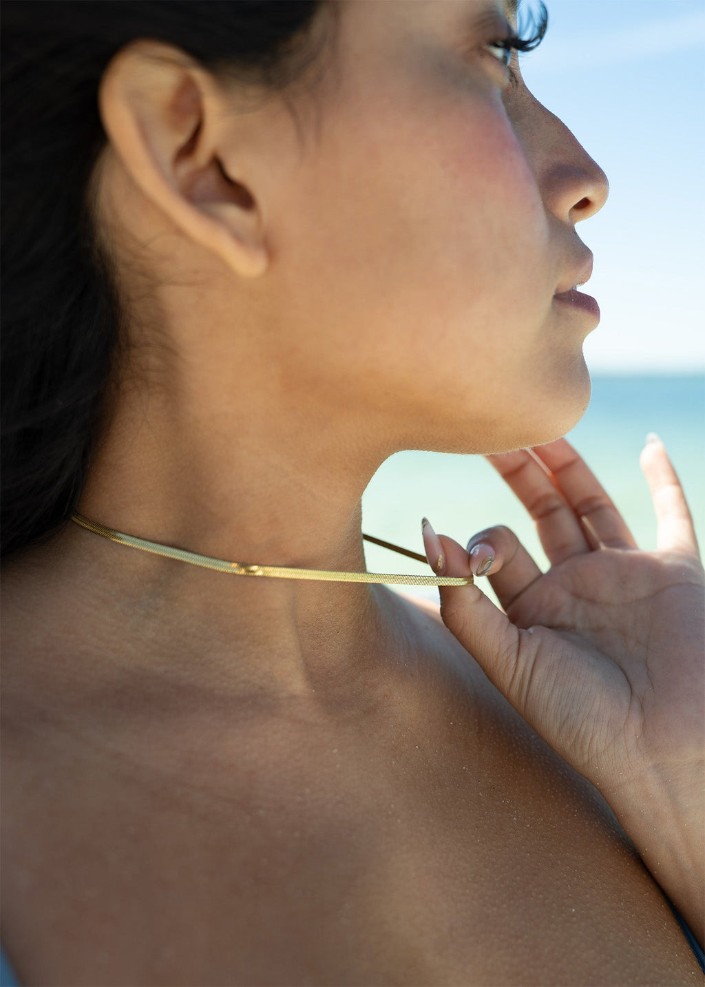 Herringbone Chain Necklace – 18K Gold Flat Waterproof Stainless Steel Jewelry - Chain | Sunflower Soul Boutique