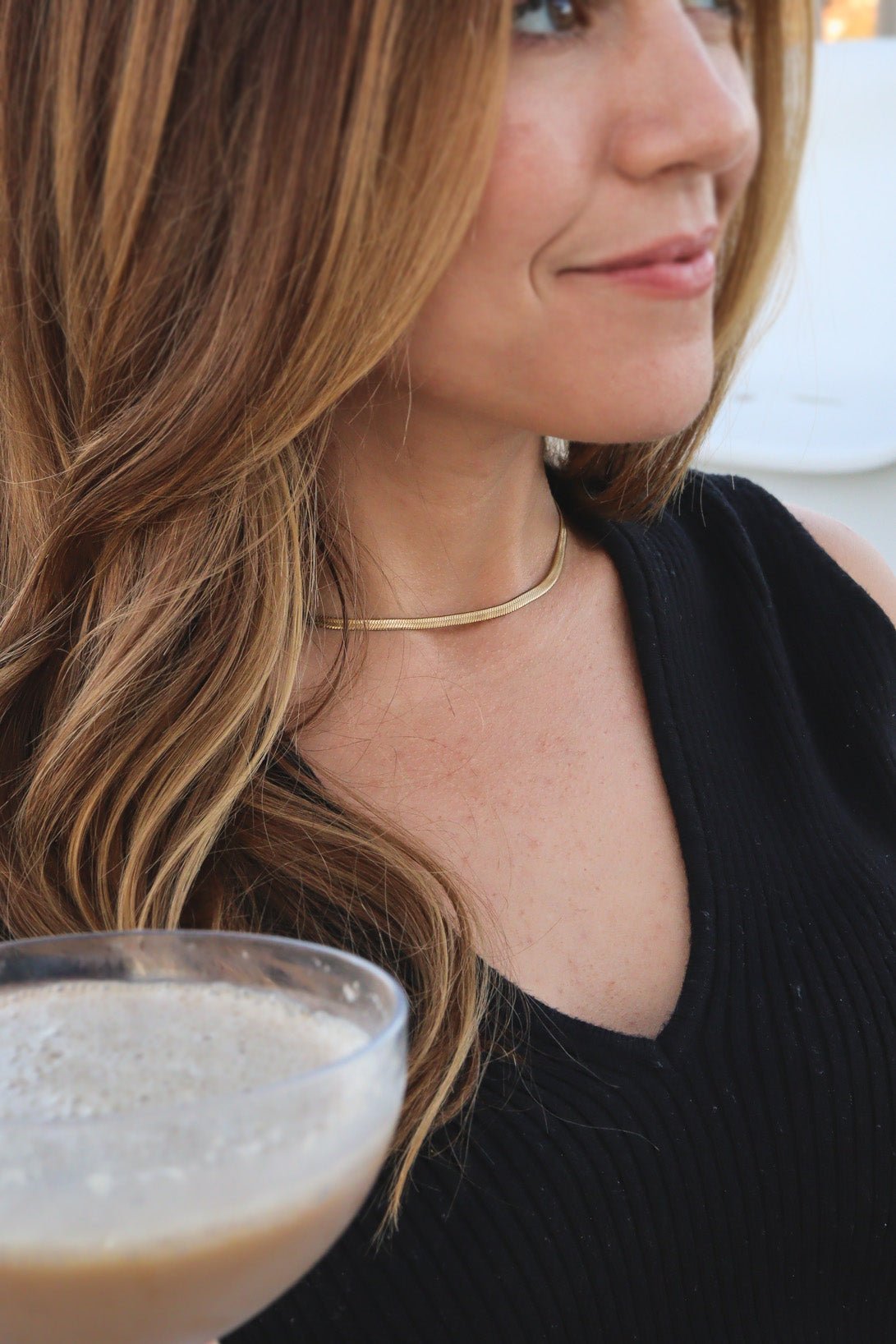 Herringbone Chain Necklace – 18K Gold Flat Waterproof Stainless Steel Jewelry - Chain | Sunflower Soul Boutique