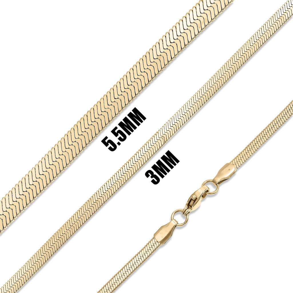 Herringbone Chain Necklace – 18K Gold Flat Waterproof Stainless Steel Jewelry - Chain | Sunflower Soul Boutique