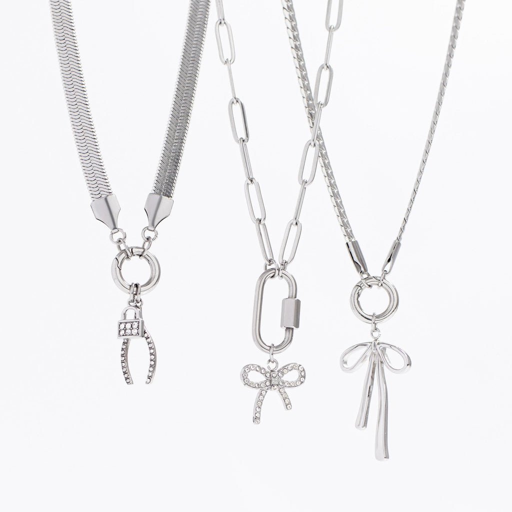 Herringbone Charm Keeper – 18K Gold Stainless Steel Necklace With Durable Charm Holder - Necklace | Sunflower Soul Boutique
