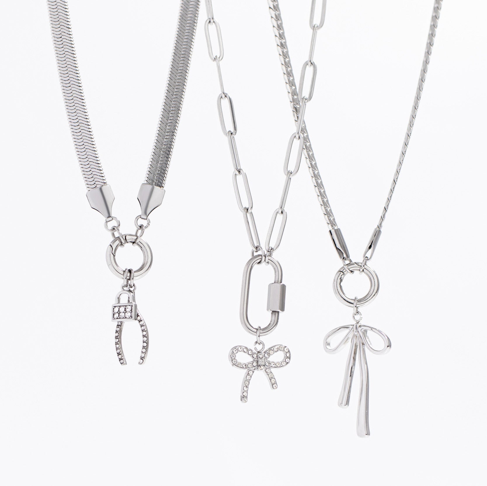 Herringbone Charm Keeper – 18K Gold Stainless Steel Necklace With Durable Charm Holder - Necklace | Sunflower Soul Boutique
