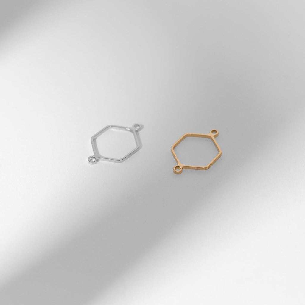 Hexagon Connector Charms – 18K Gold PVD Coated Stainless Steel Jewelry