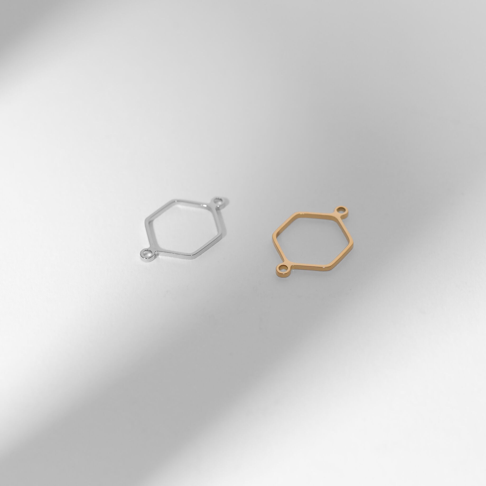 Hexagon Connector Charms – 18K Gold PVD Coated Stainless Steel Jewelry