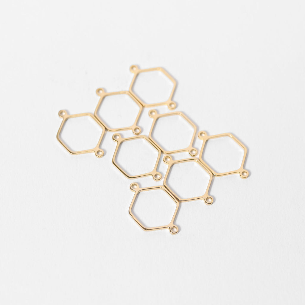 Hexagon Connector Charms – 18K Gold PVD Coated Stainless Steel Jewelry
