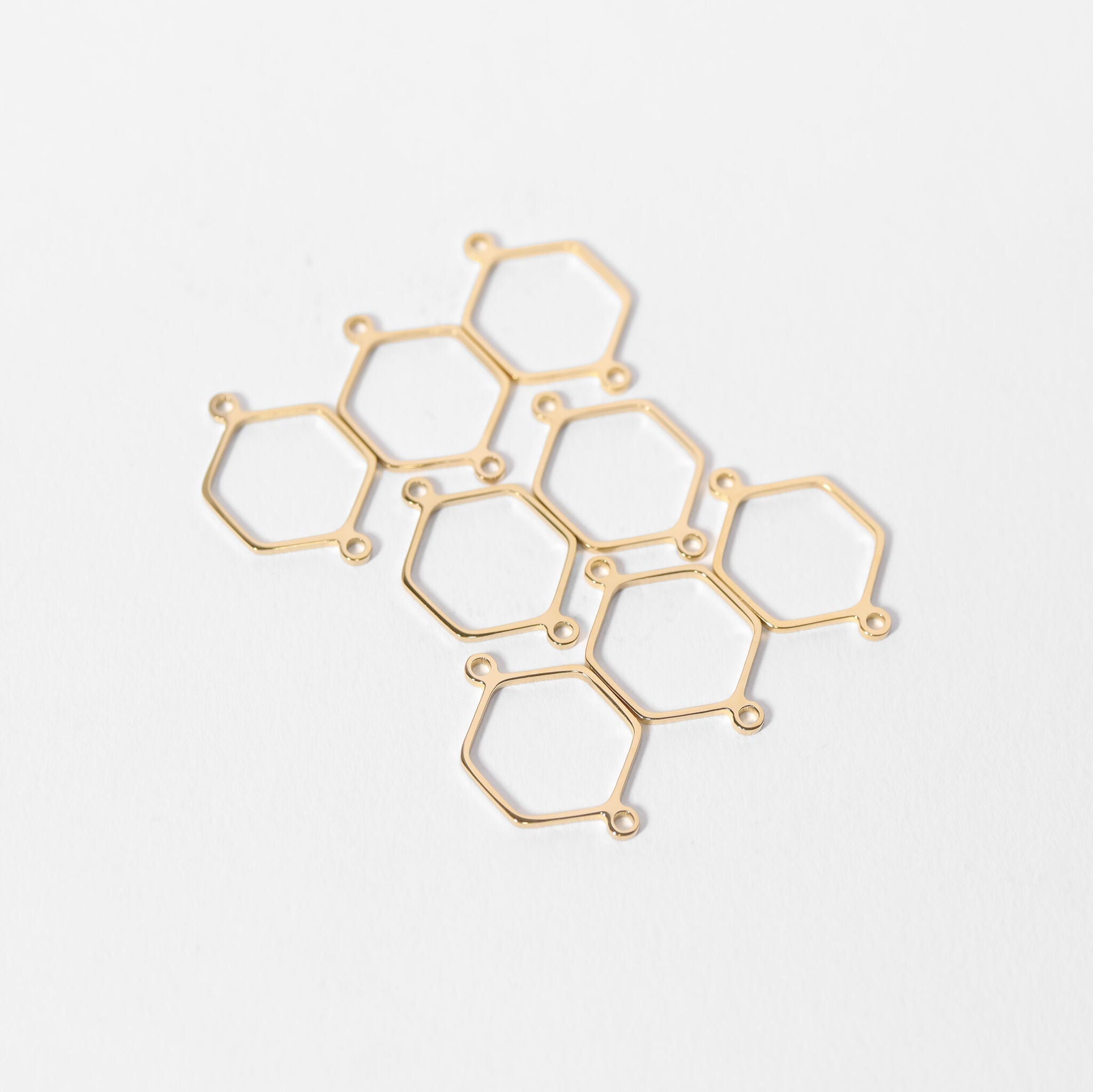 Hexagon Connector Charms – 18K Gold PVD Coated Stainless Steel Jewelry