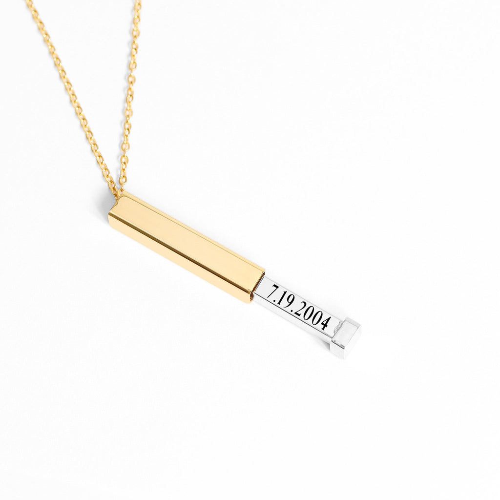Hidden Message Necklace – Gold Sliding Bar Stainless Steel Pendant Gift - Necklaces | Sunflower Soul Boutique