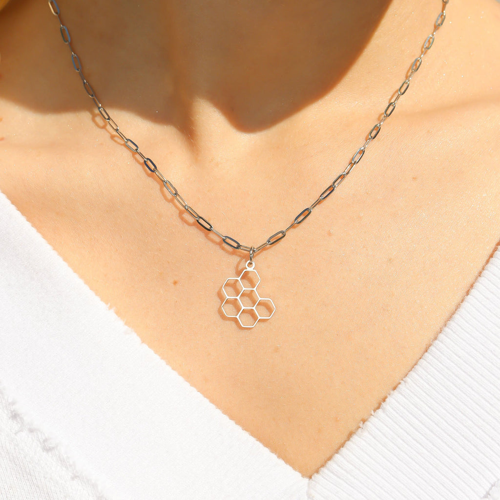 Honeycomb Charm – 18K Gold Charm Waterproof Stainless Steel Pendant for Bracelets