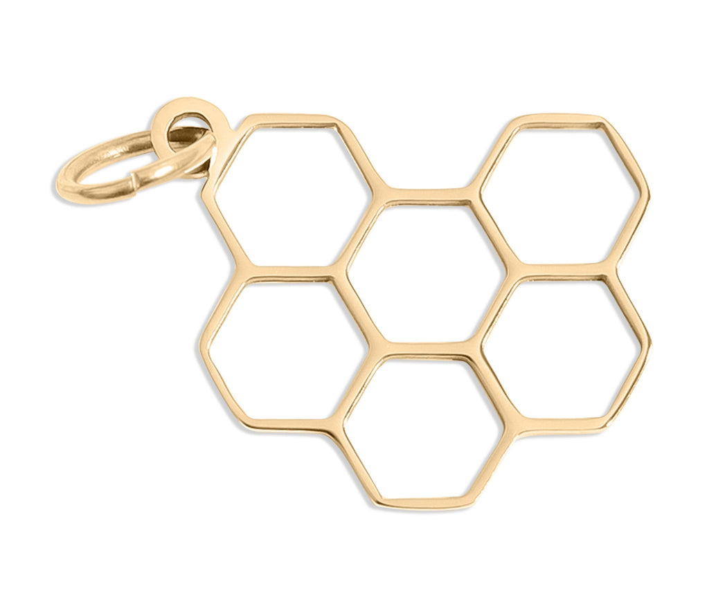 Honeycomb Charm – 18K Gold Charm Waterproof Stainless Steel Pendant for Bracelets