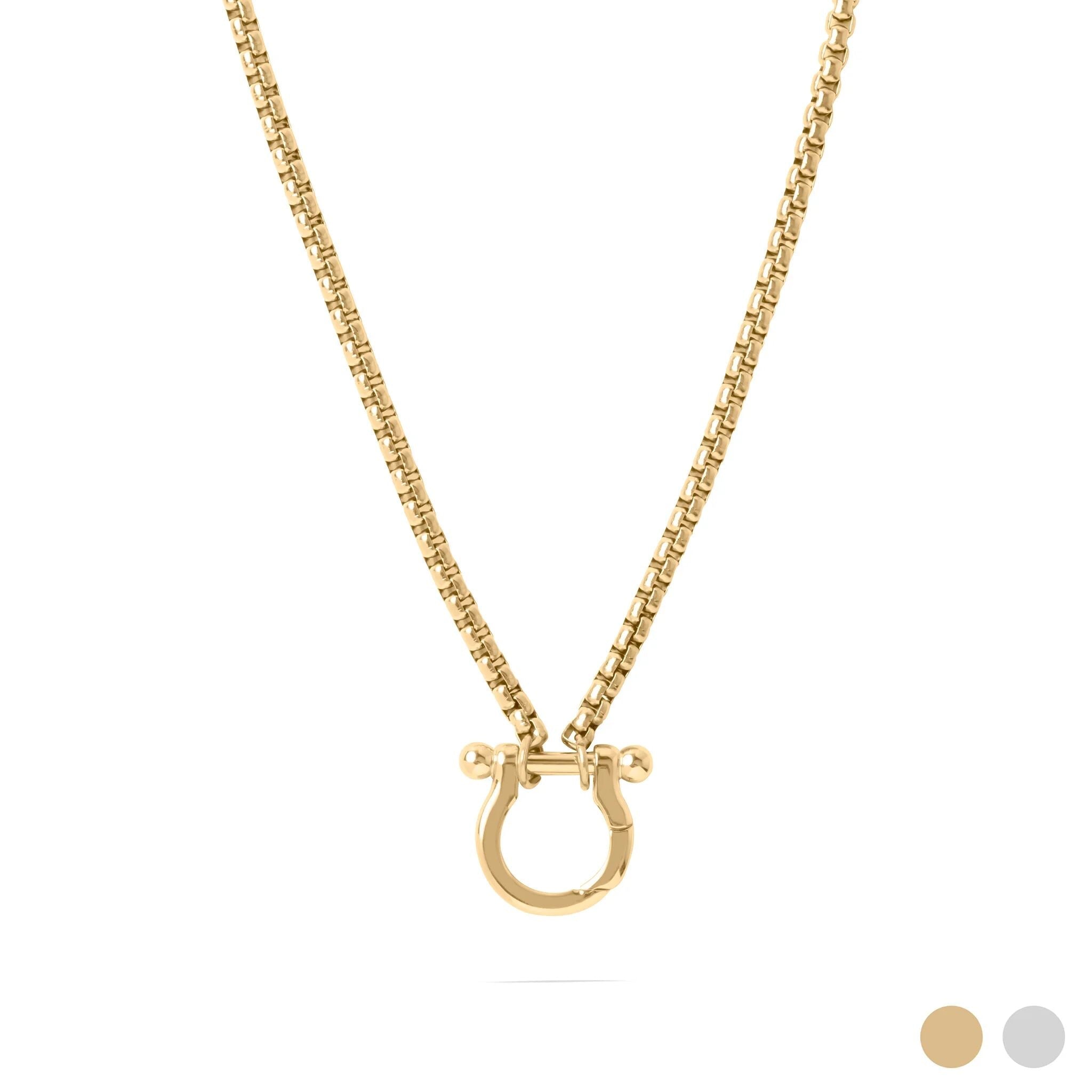 Horse Shoe Carabiner Necklace – Gold Charm Holder | Adjustable Chain Necklace - Necklaces | Sunflower Soul Boutique