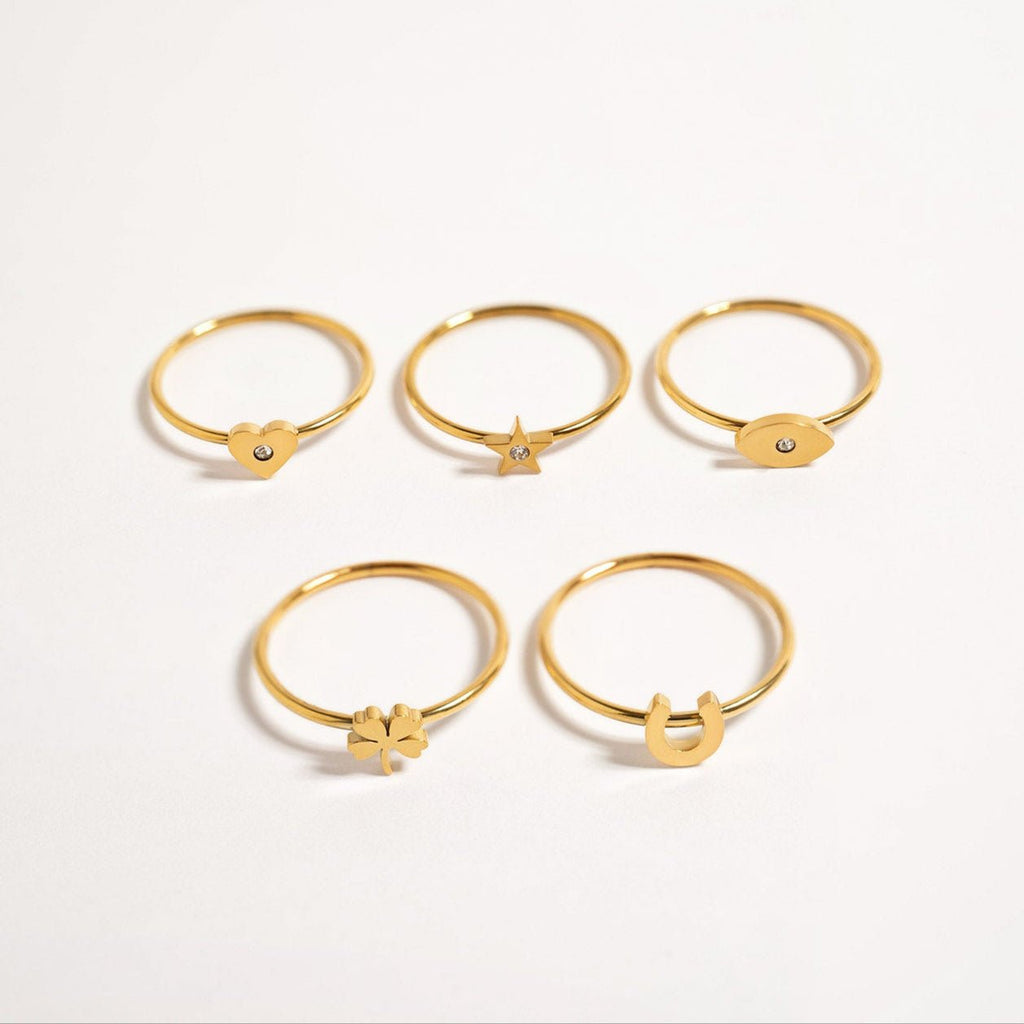 Horseshoe Symbol Ring - 18K Gold Stainless Steel | Hypoallergenic Stackable Jewelry - Ring | Sunflower Soul Boutique