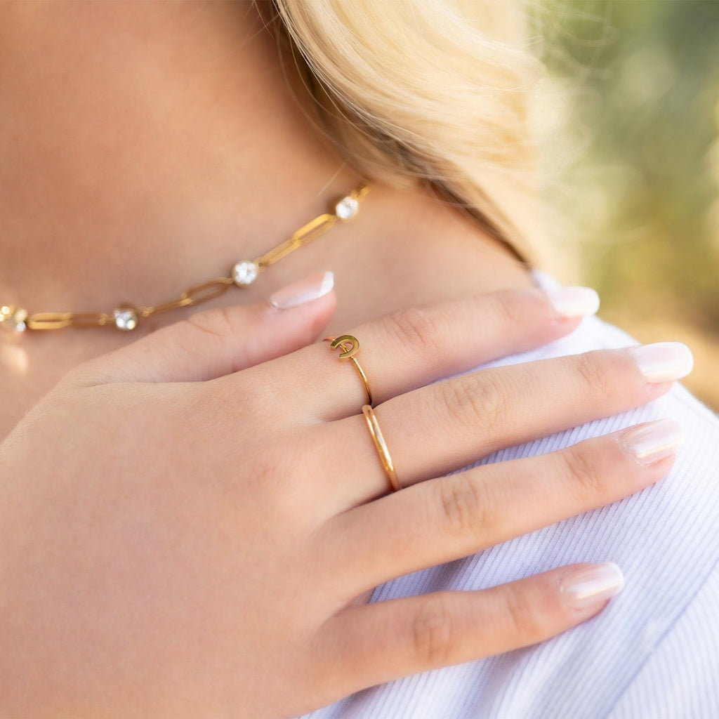 Horseshoe Symbol Ring - 18K Gold Stainless Steel | Hypoallergenic Stackable Jewelry - Ring | Sunflower Soul Boutique