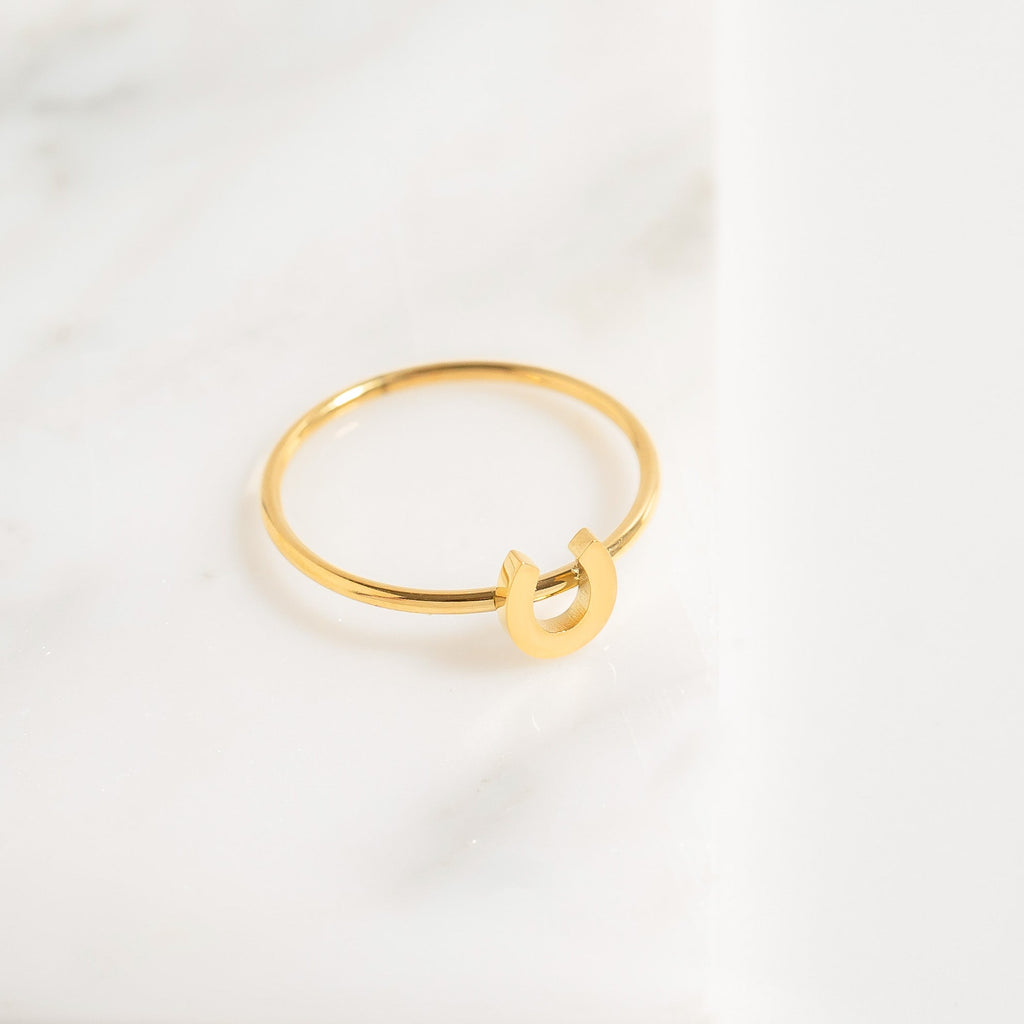 Horseshoe Symbol Ring - 18K Gold Stainless Steel | Hypoallergenic Stackable Jewelry - Ring | Sunflower Soul Boutique