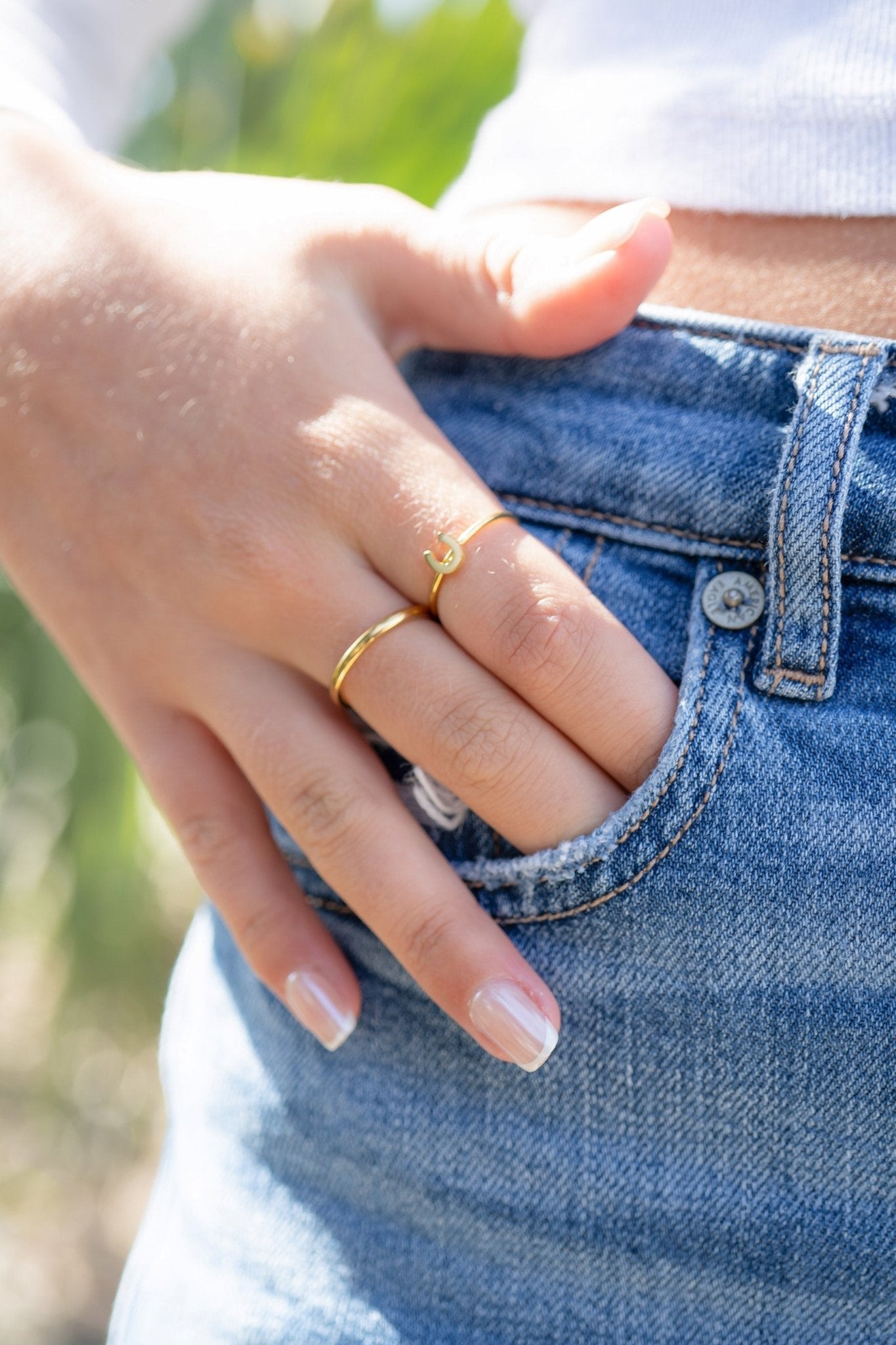 Horseshoe Symbol Ring - 18K Gold Stainless Steel | Hypoallergenic Stackable Jewelry - Ring | Sunflower Soul Boutique
