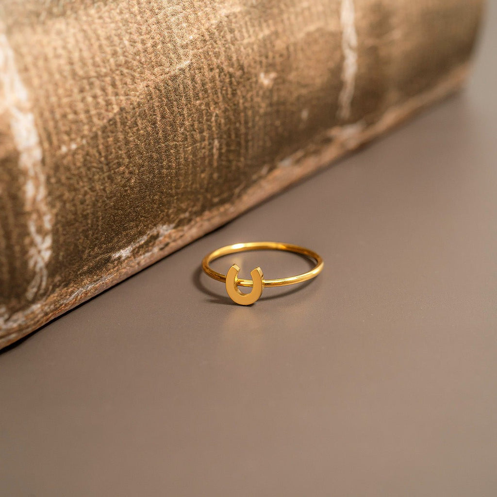 Horseshoe Symbol Ring - 18K Gold Stainless Steel | Hypoallergenic Stackable Jewelry - Ring | Sunflower Soul Boutique