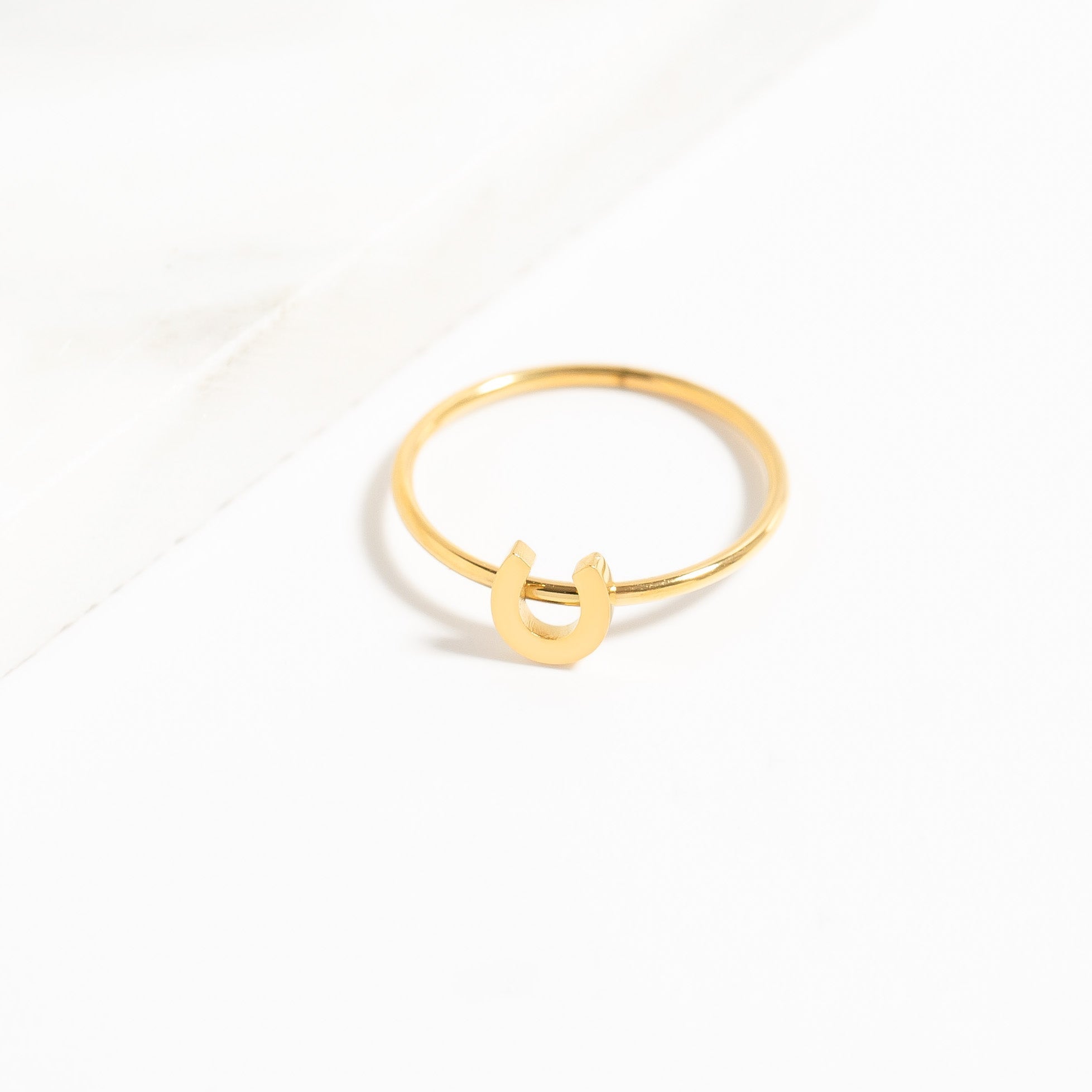 Horseshoe Symbol Ring - 18K Gold Stainless Steel | Hypoallergenic Stackable Jewelry - Ring | Sunflower Soul Boutique